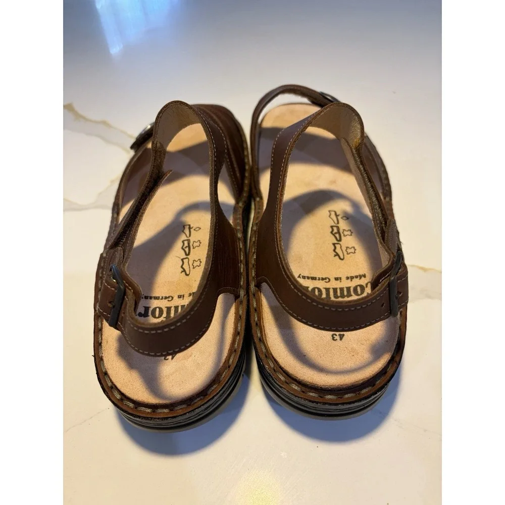 Finn Comfort Gomera Brown Leather Sandals EU 43 NWOB Made in Germany, Women 12